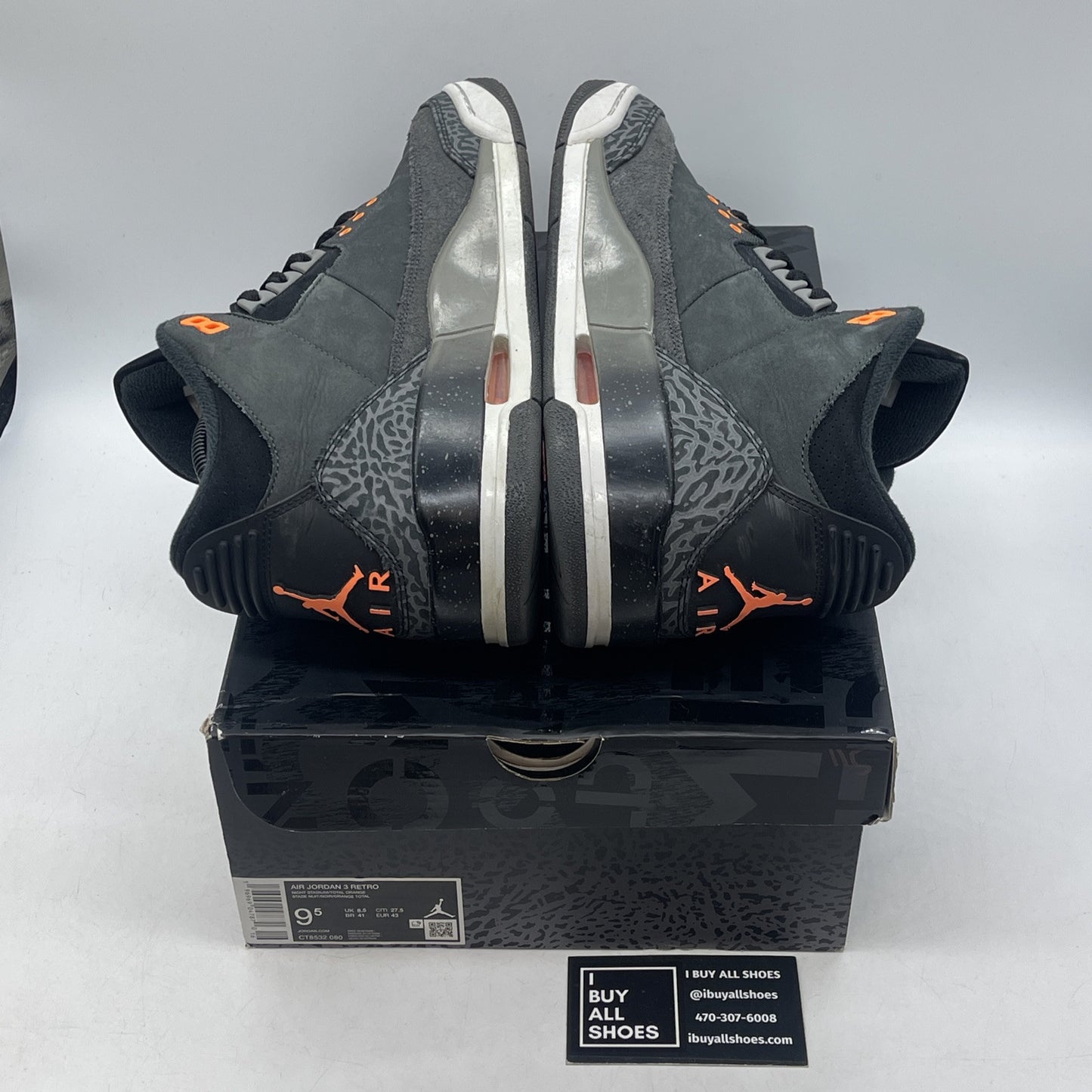 Size 9.5 - Jordan 3 Retro 2023 Mid Fear Black Grey Orange Suede (CT8532-080)
