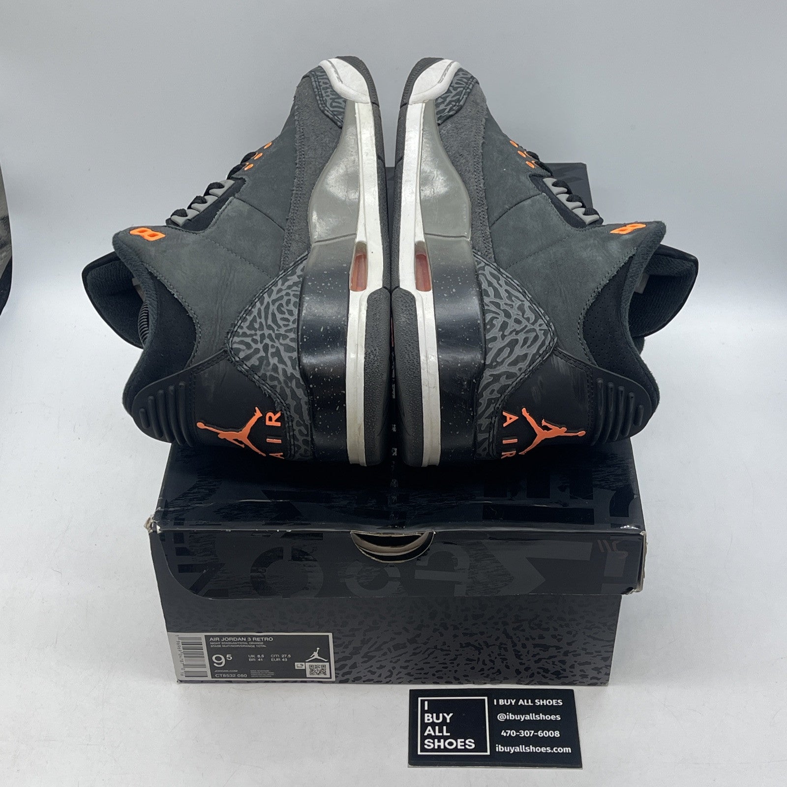 Size 9.5 - Jordan 3 Retro 2023 Mid Fear Black Grey Orange Suede (CT8532-080)