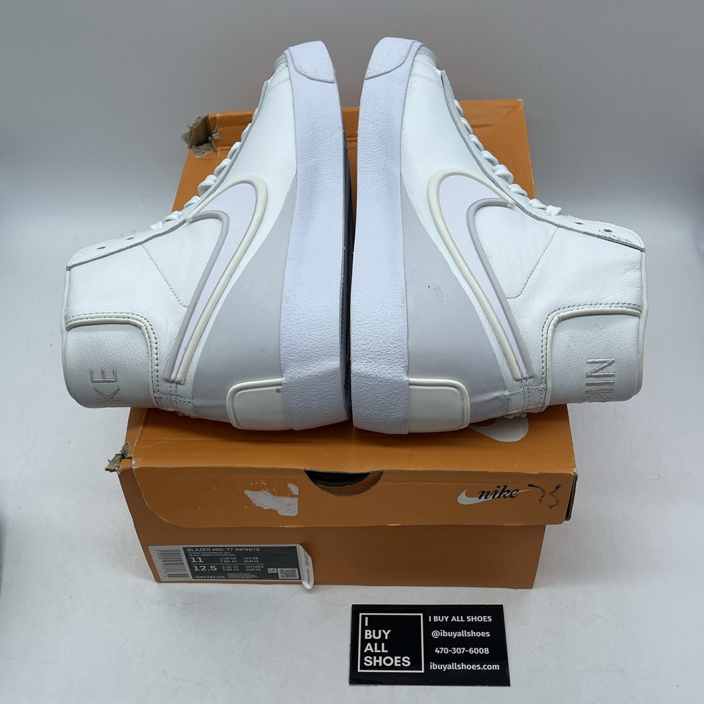 Size 11 - Nike Blazer '77 Infinite Mid Summit White Grey Leather (DA7233-101)