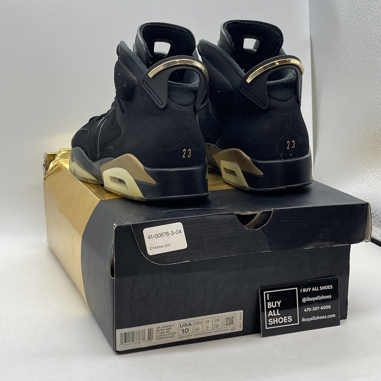 Size 10 - Jordan 6 Retro Defining Moments 2020 Black Gold Suede (CT4954-007)