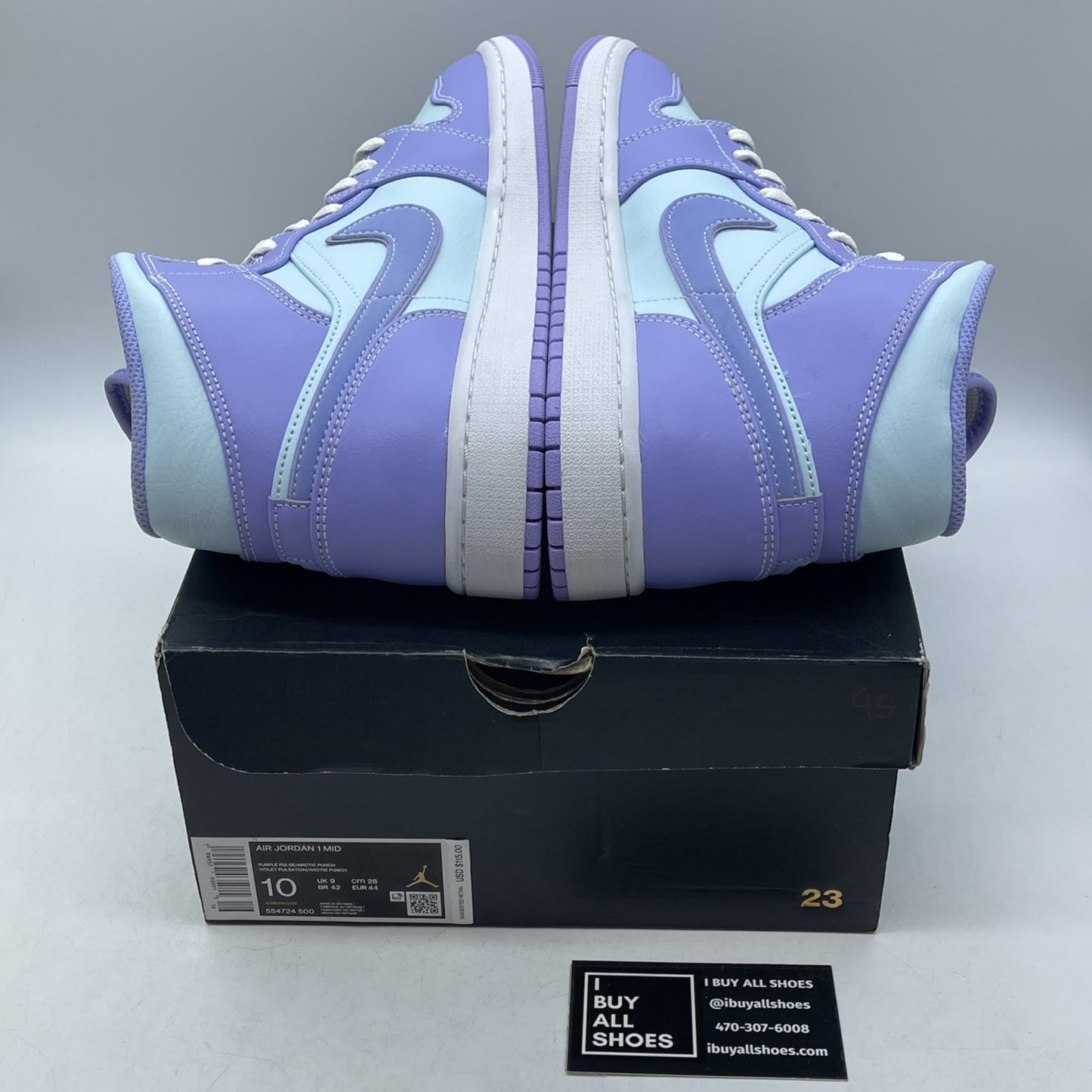 Size 10 - Air Jordan 1 Mid Purple Pulse Purple Blue Leather (554724-500)