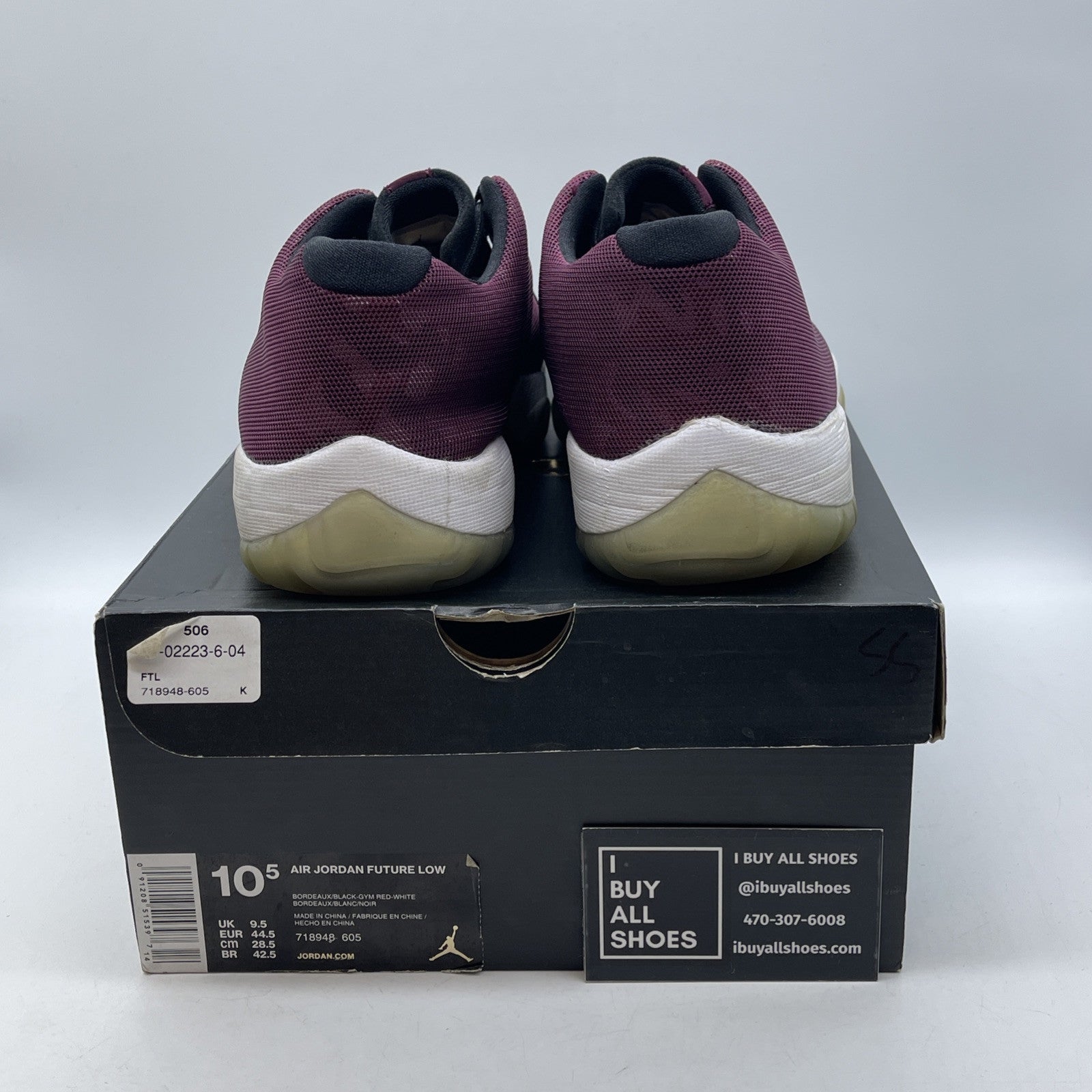 Size 10.5 - Air Jordan Future Low Bordeaux Camo Black Suede (718948-605)