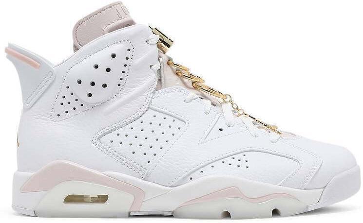 Size 9W - Air Jordan 6 Retro Gold Hoops White Pink Leather (DH9696-100)