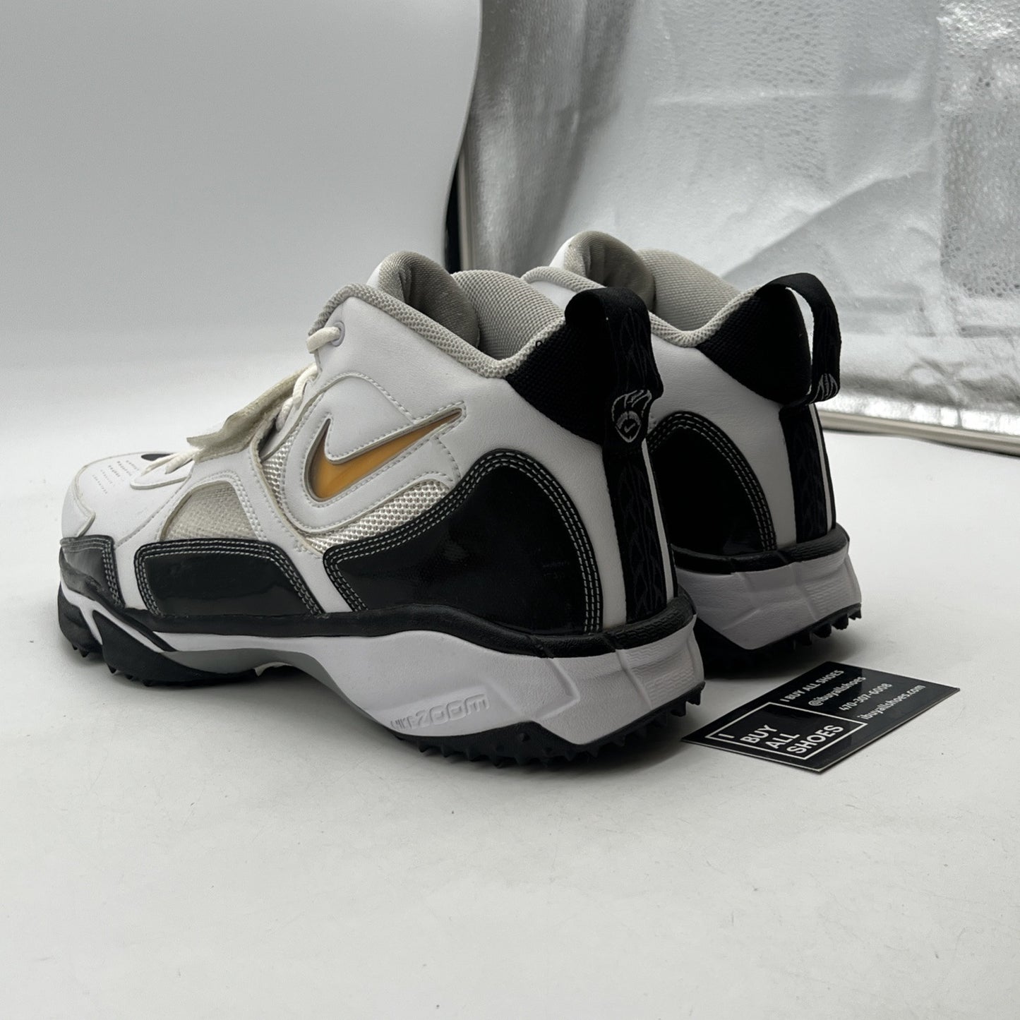 Size 11W - Nike White Black Zoom Code Pro Shark Football Cleats (352640-102)