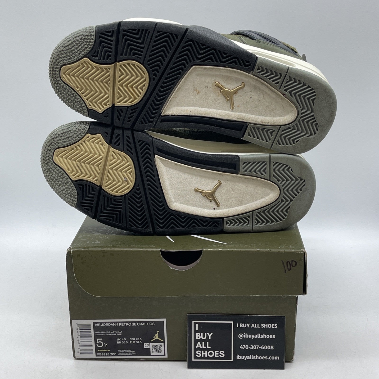 Size 5Y - Jordan 4 SE Retro Low Craft Olive Green Black Suede (FB9928-200)