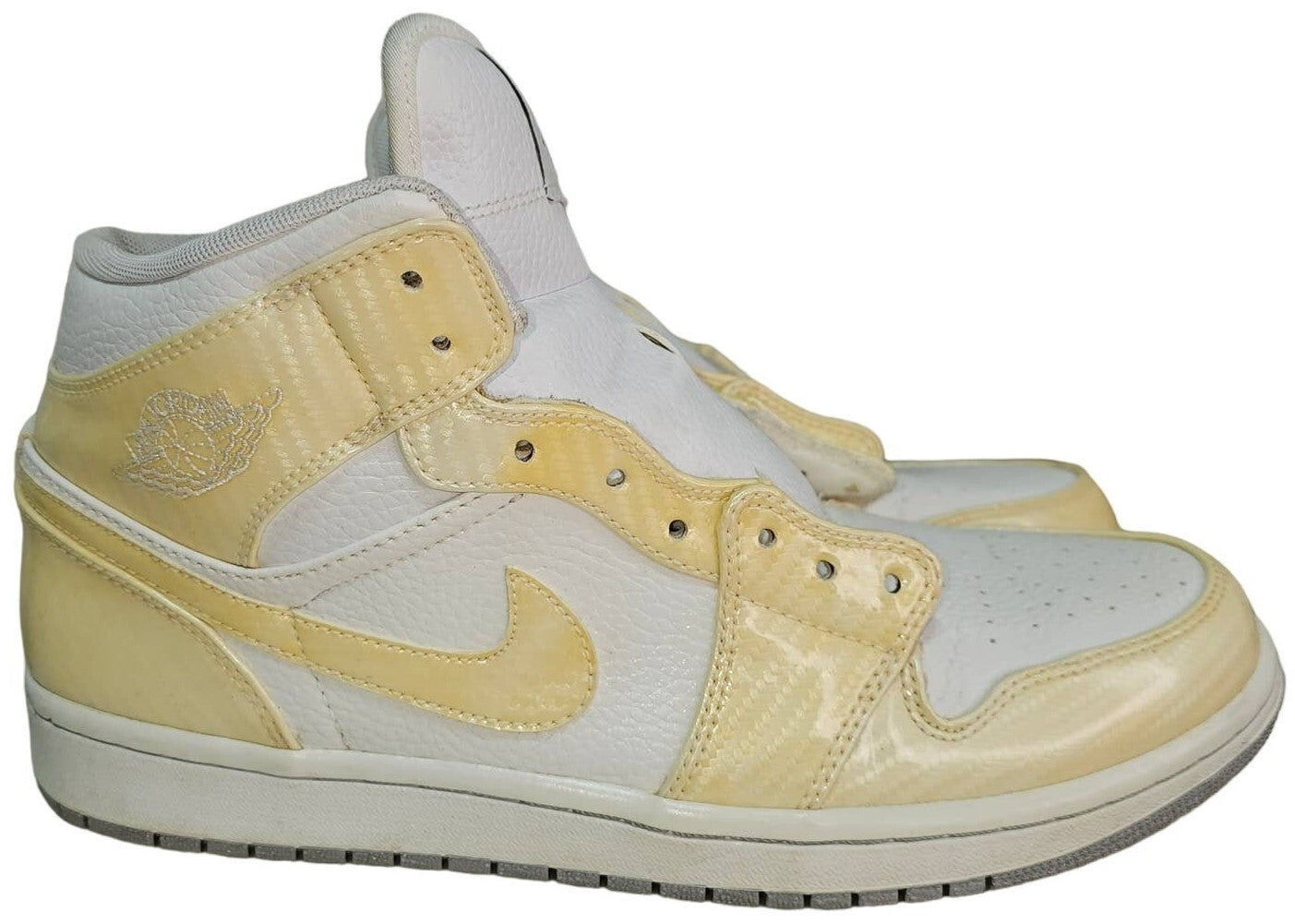 Size 12 - Air Jordan 1 Phat White Wolf Grey Yellow Leather (364770-102)