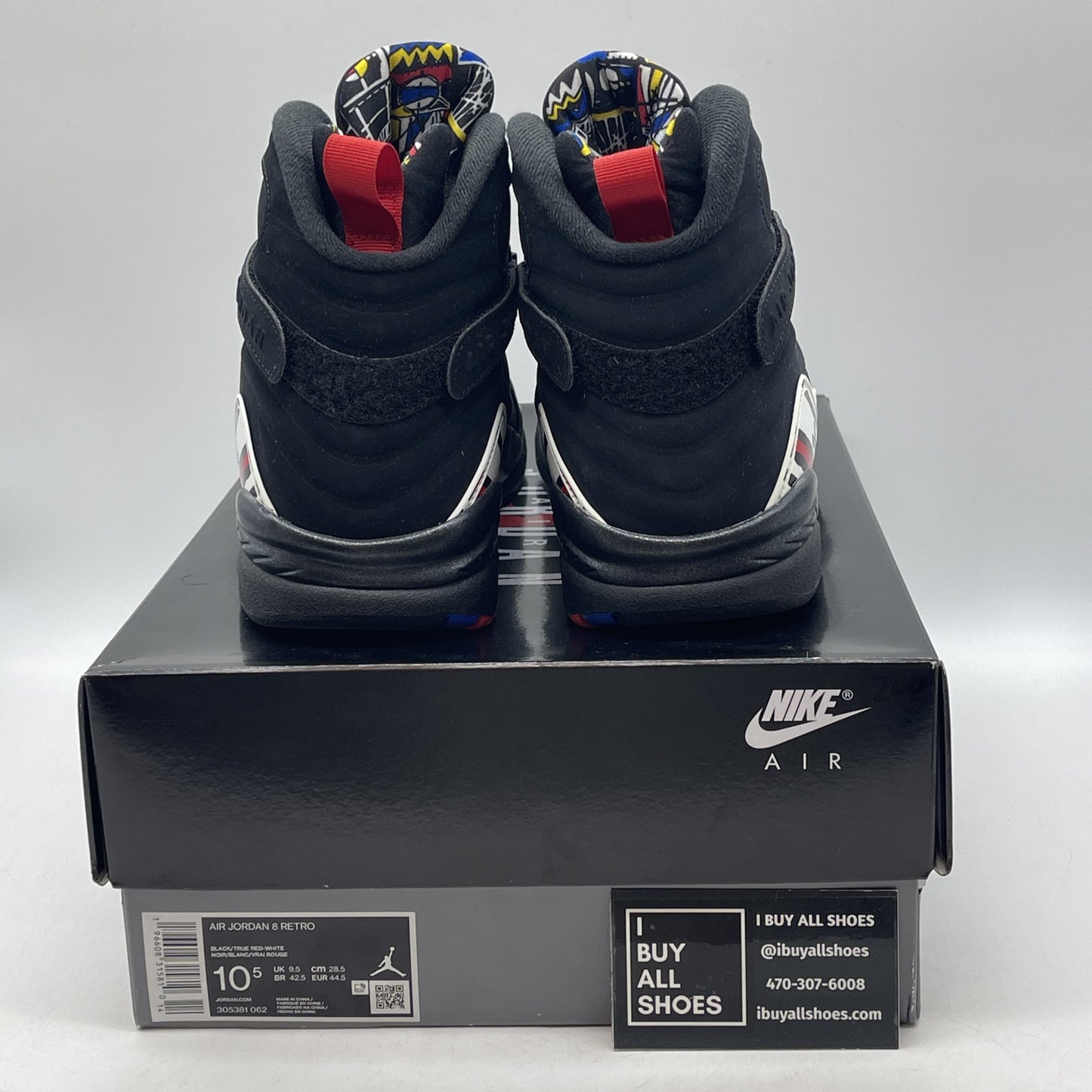 Size 10.5 - Jordan 8 Retro Mid Playoff Red White Black Suede (305381-062)