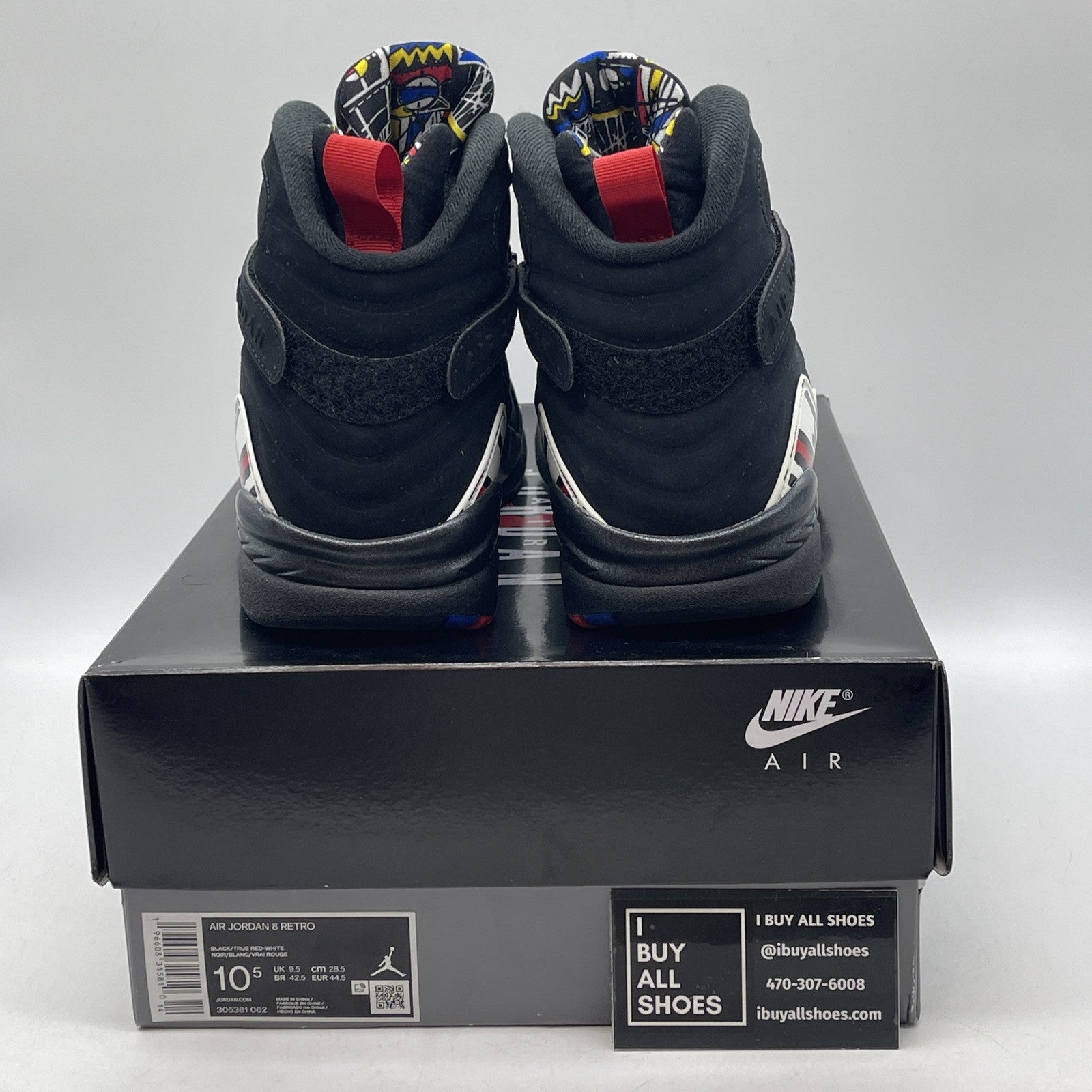 Size 10.5 - Jordan 8 Retro Mid Playoff Red White Black Suede (305381-062)