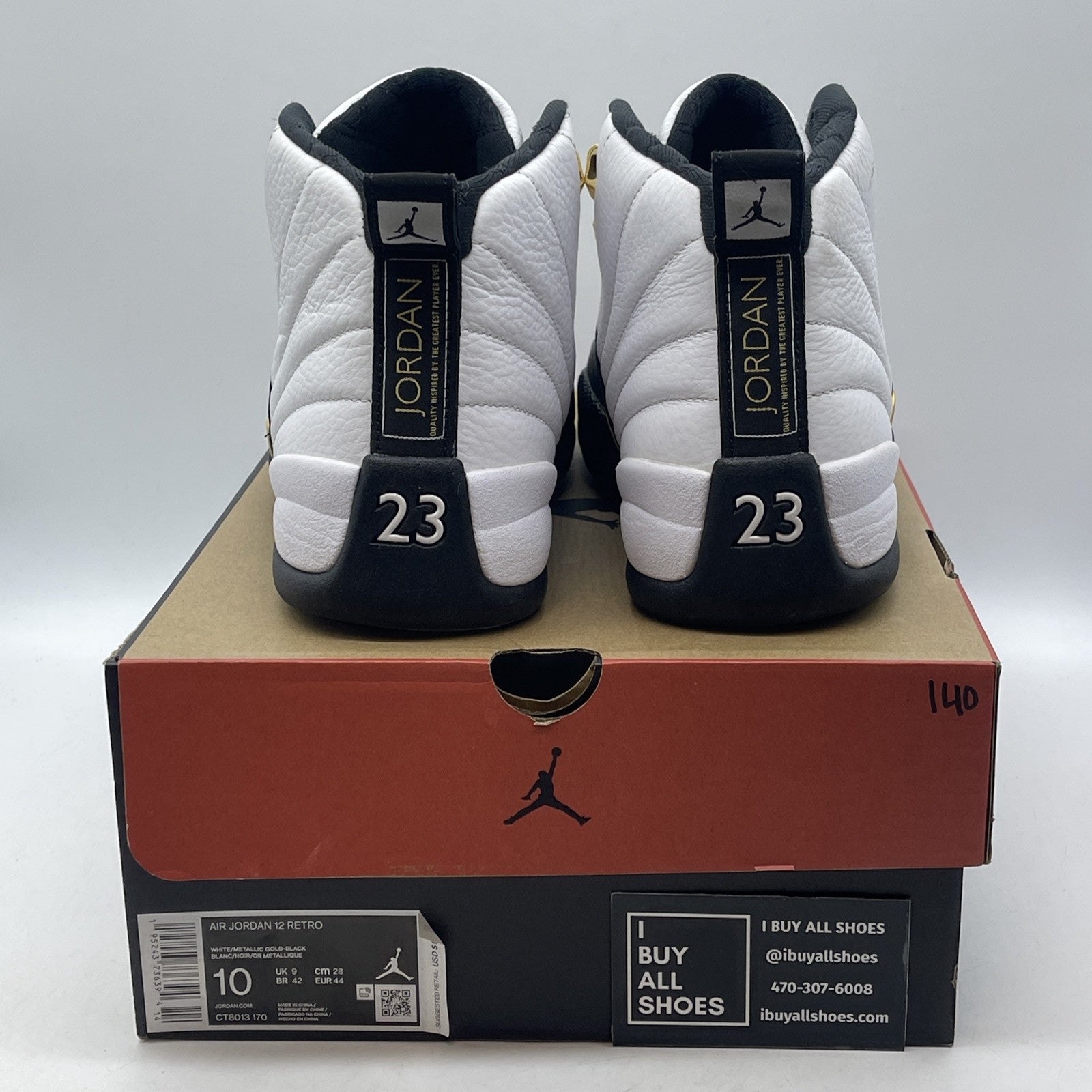 Size 10 - Jordan 12 Royalty White Black Gold Suede (CT8013-170)