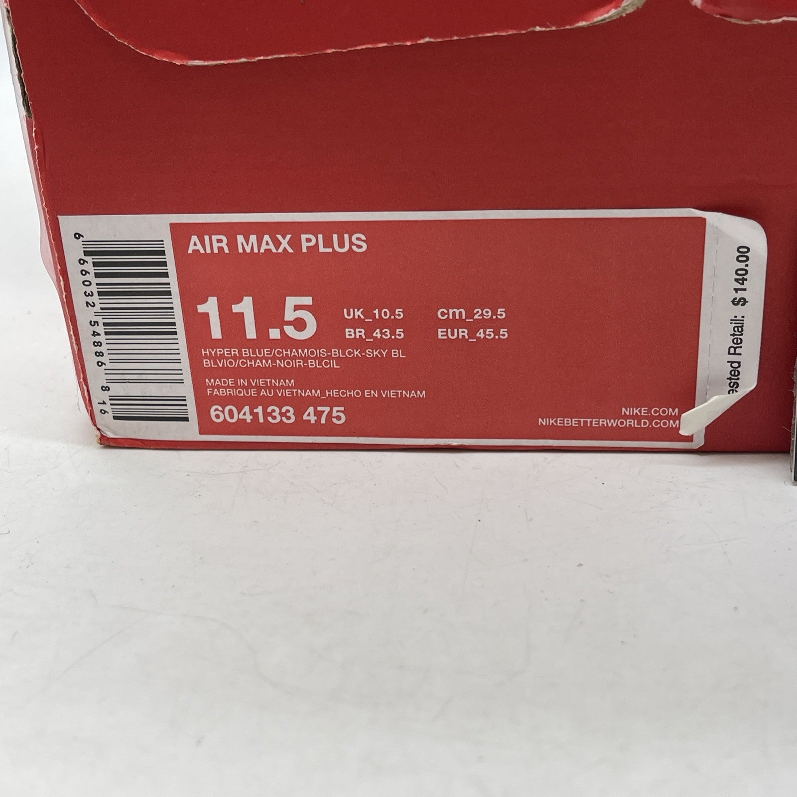 Size 11.5 - Nike Air Max Plus Hyper Blue Black Suede (604133-475)