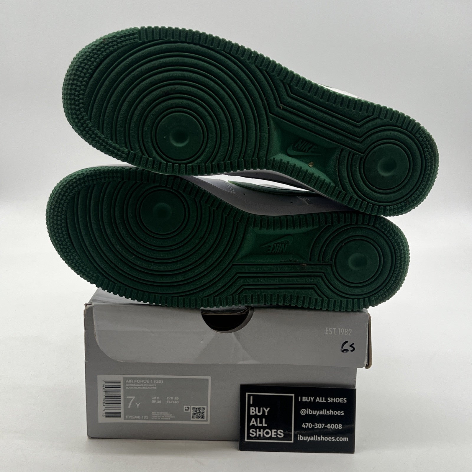 Size 7Y - Nike Air Force 1 White Green Malachite (FV5948-103)