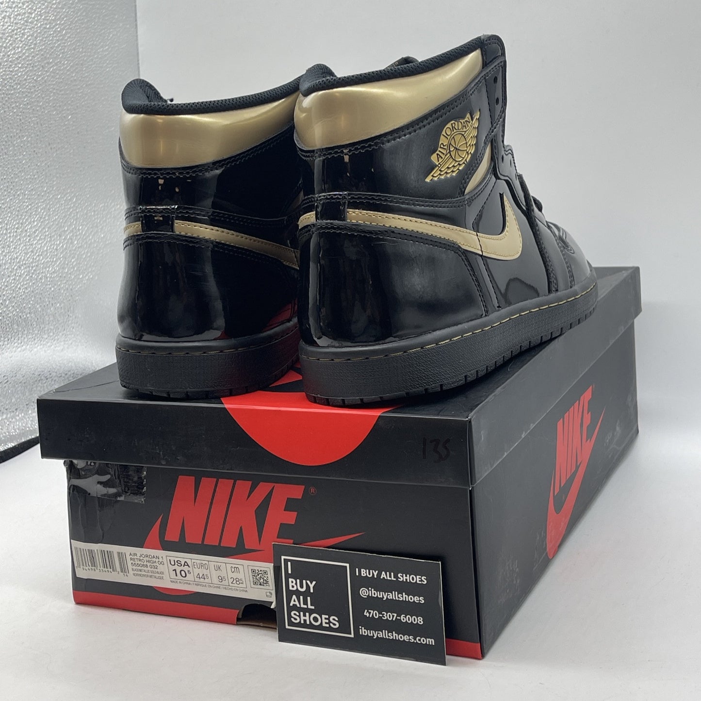 Size 10.5 - Jordan 1 Black 2020 Gold Leather (555088-032)