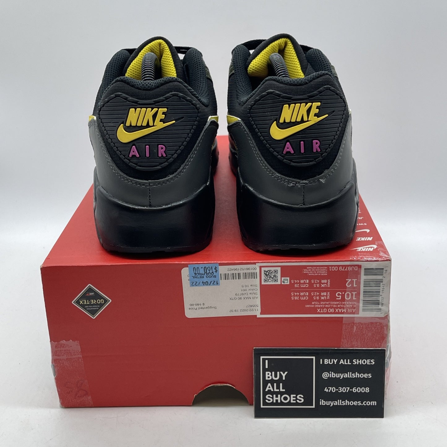Size 10.5 - Nike Air Max 90 GORE-TEX Tour Yellow Cargo Khaki (DJ9779-001)
