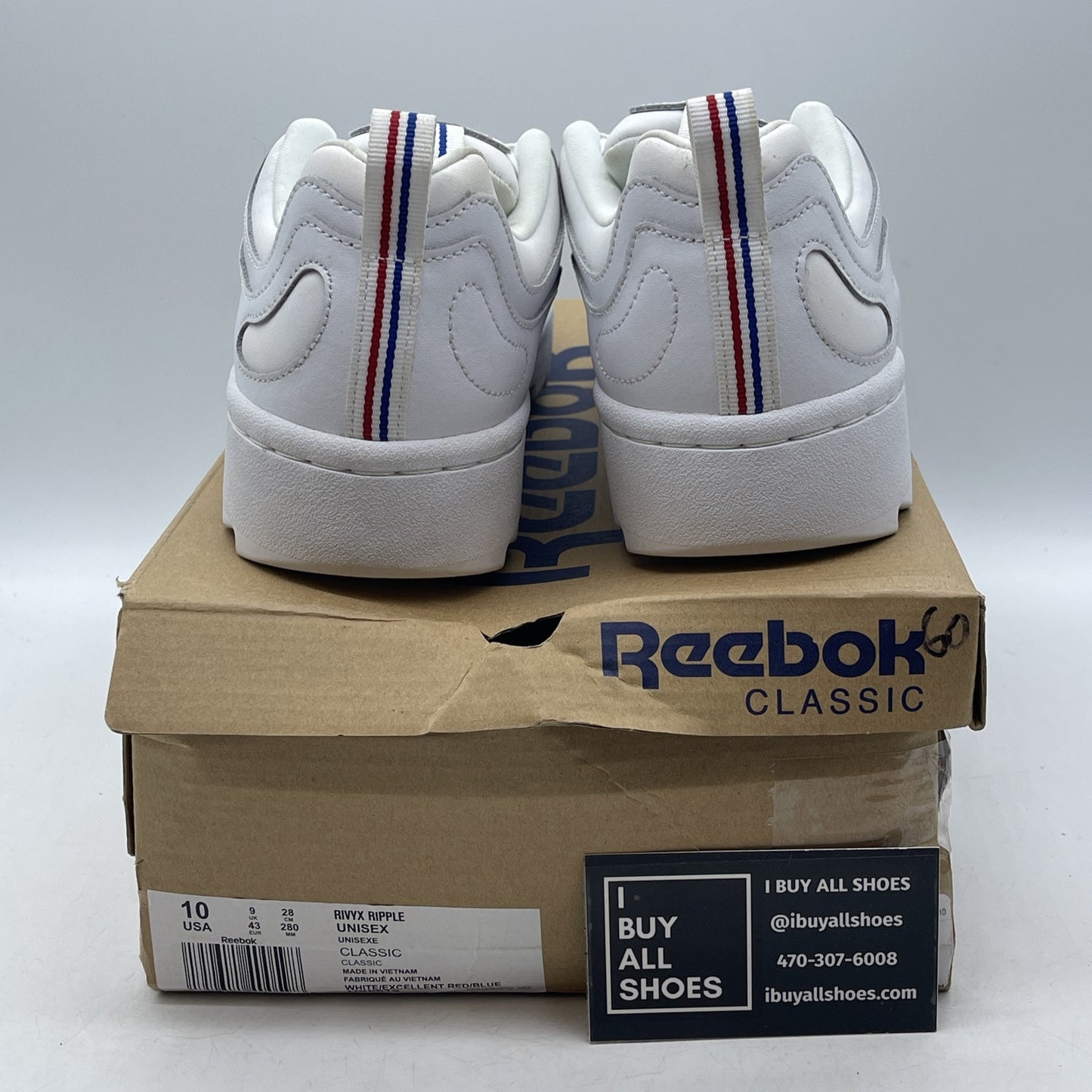 Size 10 - Reebok Mens Rivyx Ripple Sneakers White Leather Suede  (DV6619)