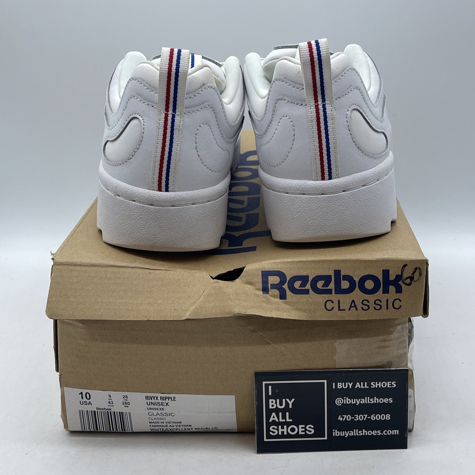 Size 10 - Reebok Mens Rivyx Ripple Sneakers White Leather Suede  (DV6619)