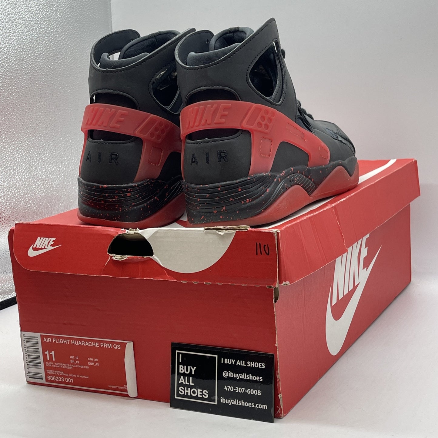 Size 11 - Nike Air Flight Huarache PRM QS Love/Hate Pack Suede (686203-001)