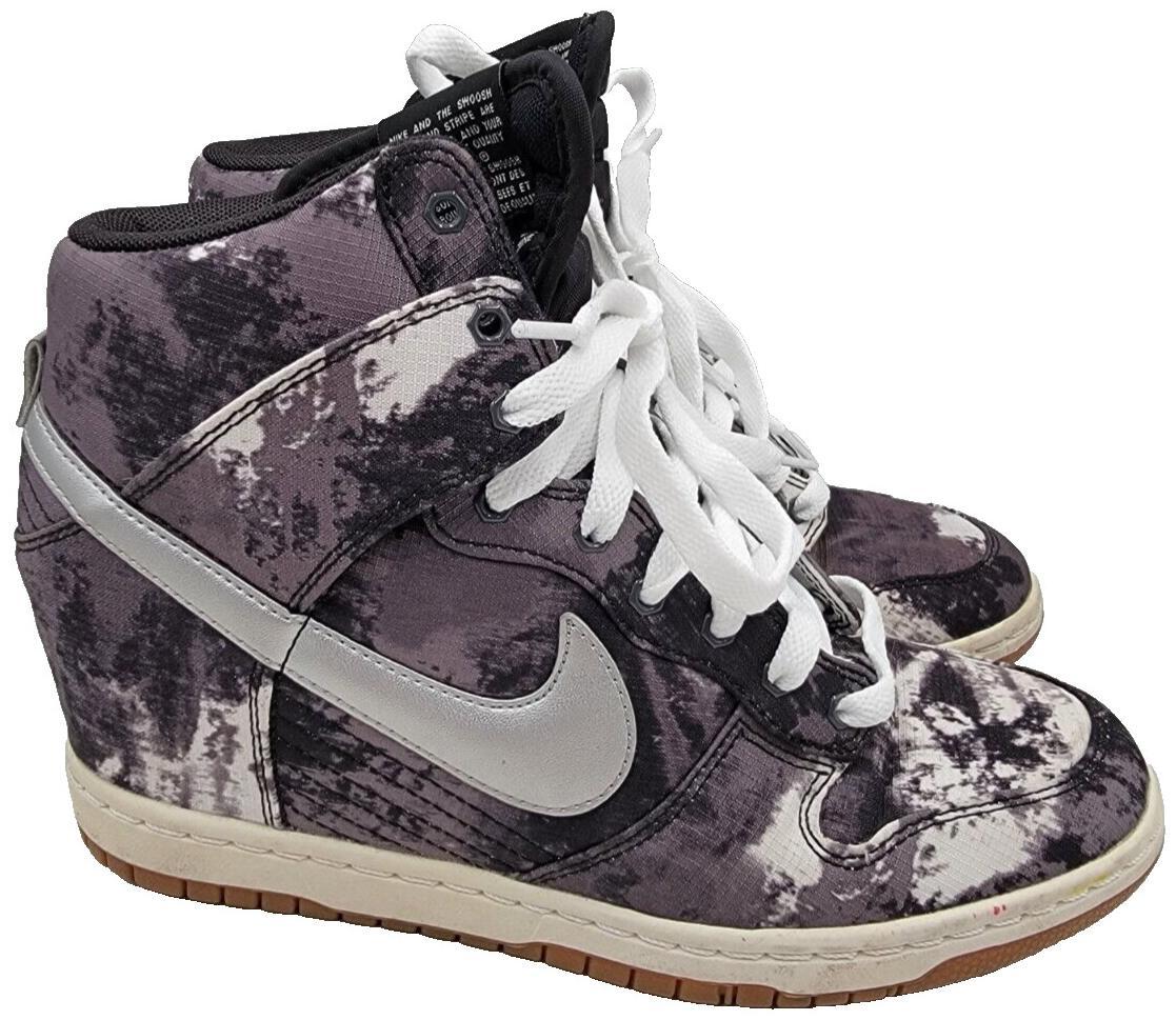 Size 9W - Nike Dunk Sky Print High Black White Silver Leather (543258-004)