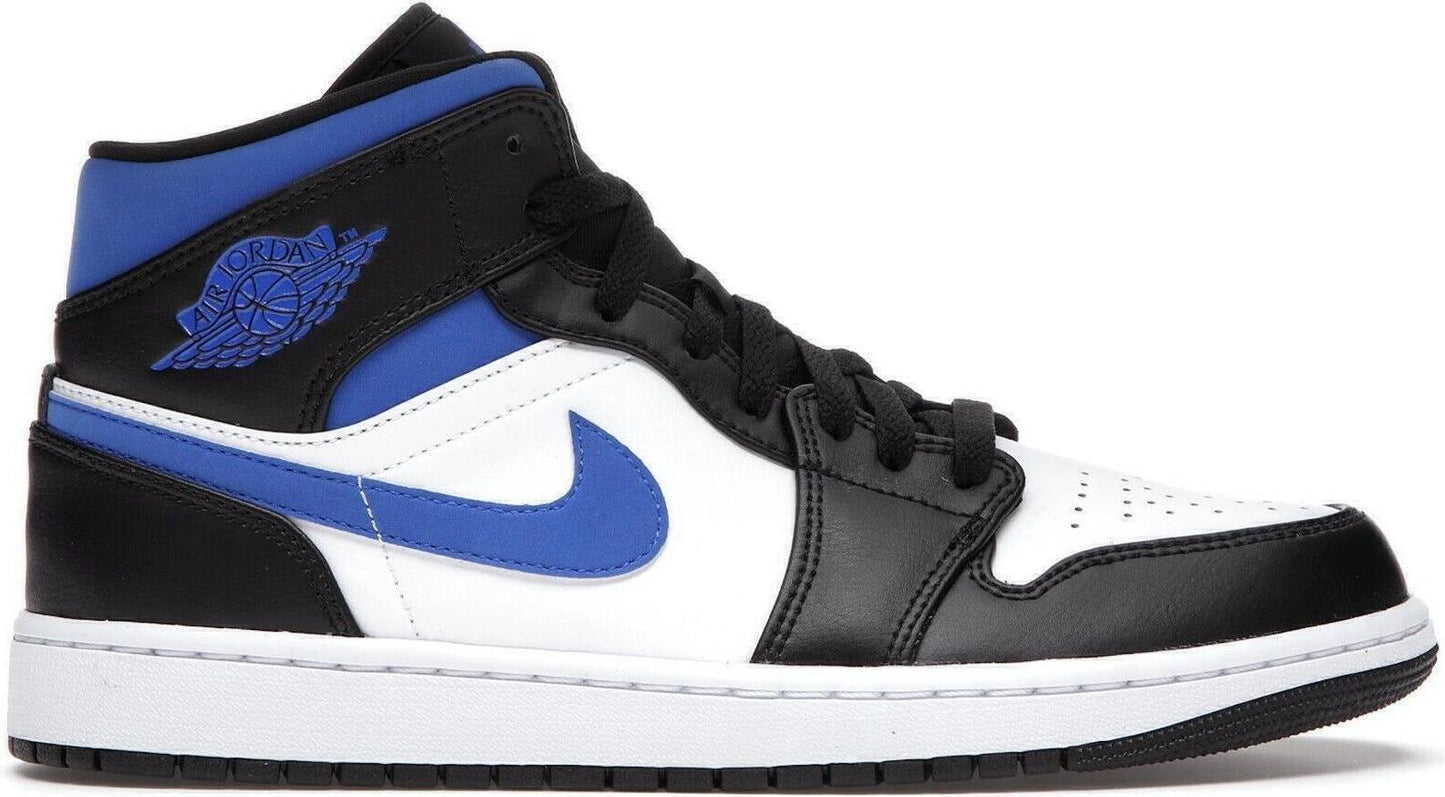 Size 11 - Air Jordan 1 Mid Racer Blue Black White Leather Suede (554724-140)