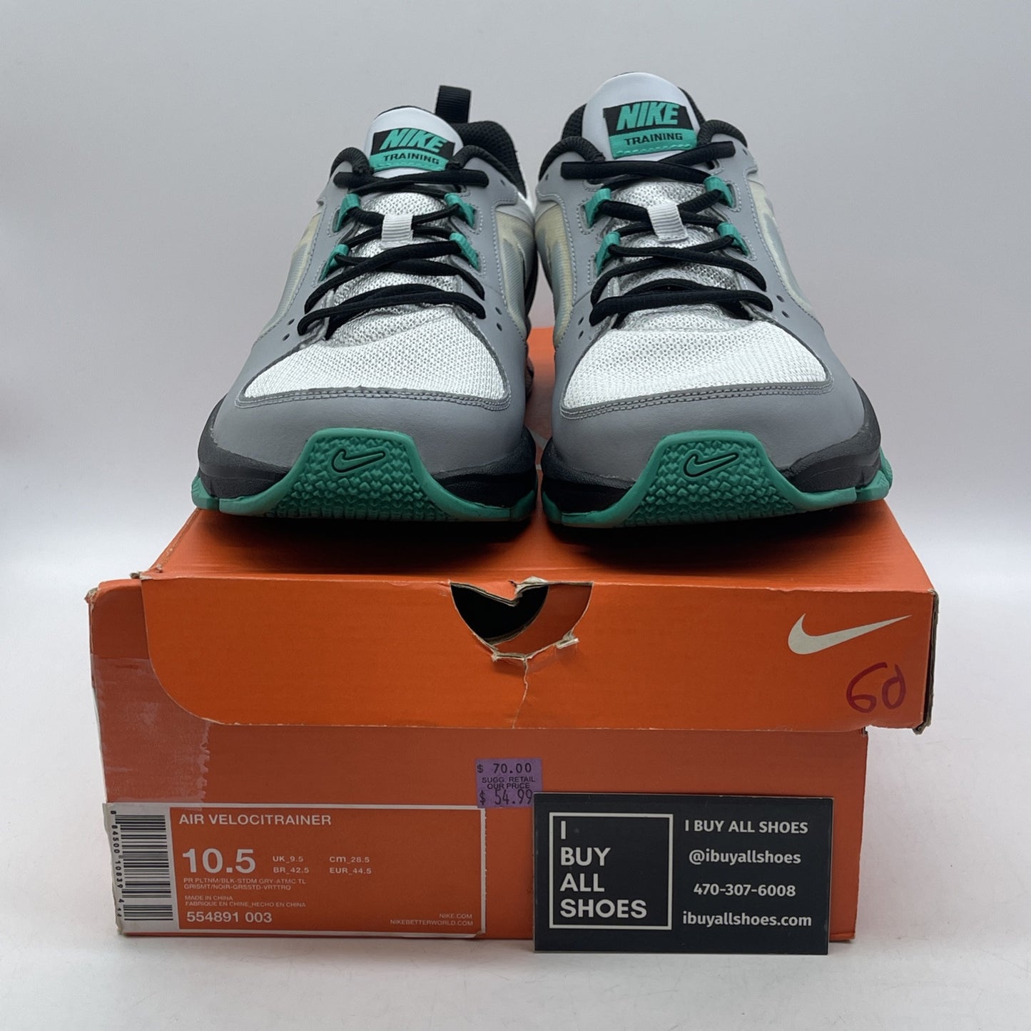 Size 10.5 - Nike Air Velocitrainer Stadium Grey black Green (554891-003)