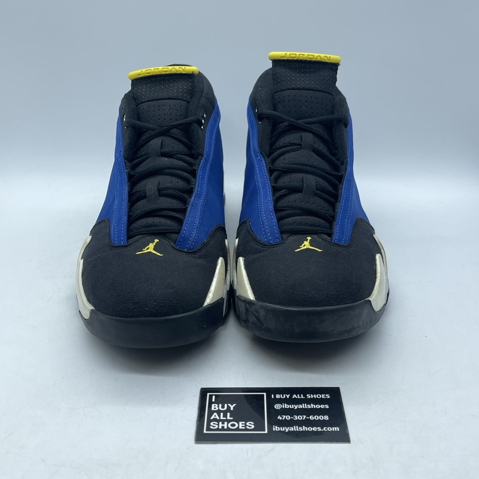Size 14 - Air Jordan 14 Retro 2015 Low Laney Blue Black Suede (807511-405)
