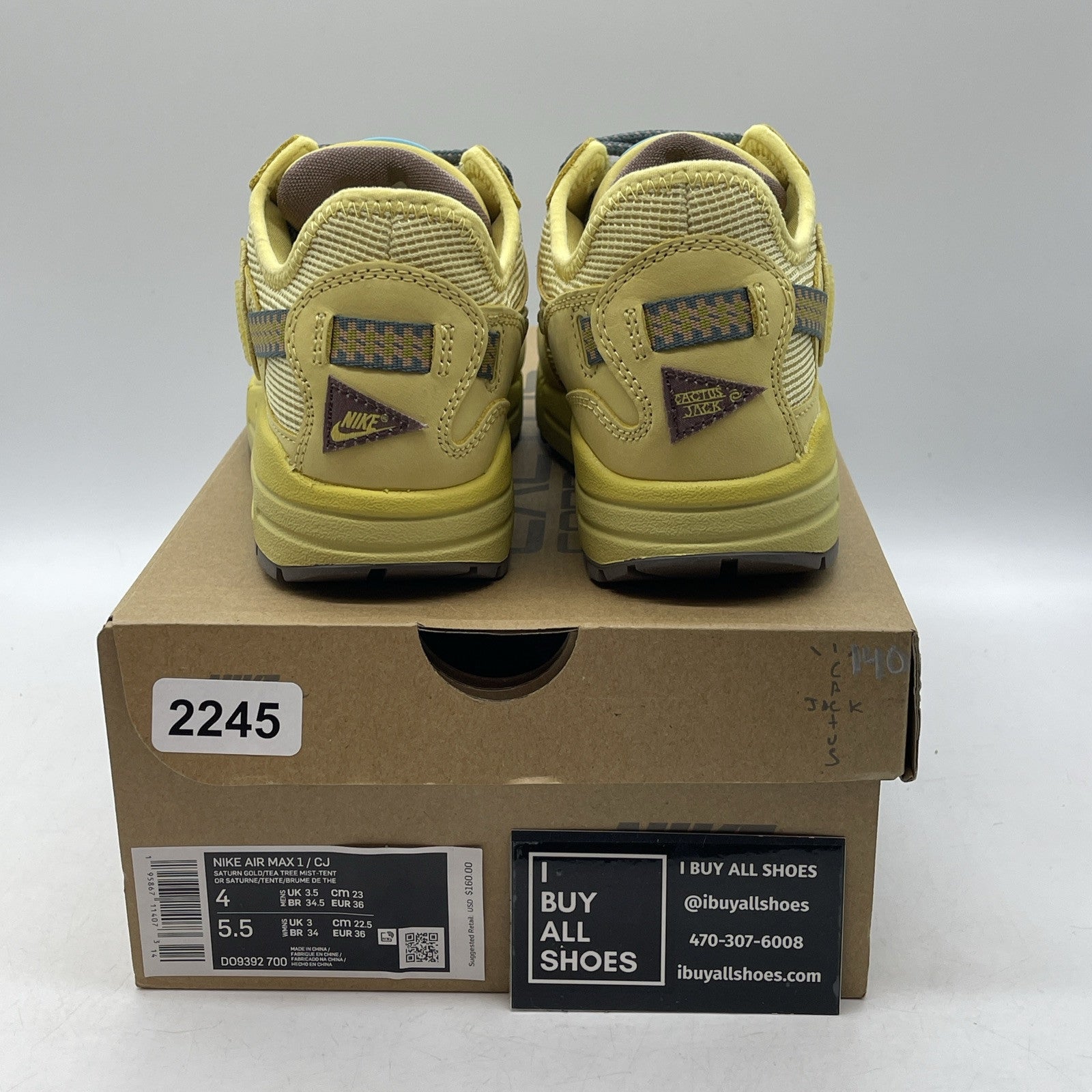 Size 4 - Nike Air Max 1 x Travis Scott Saturn Gold Suede Leather (DO9392-700(