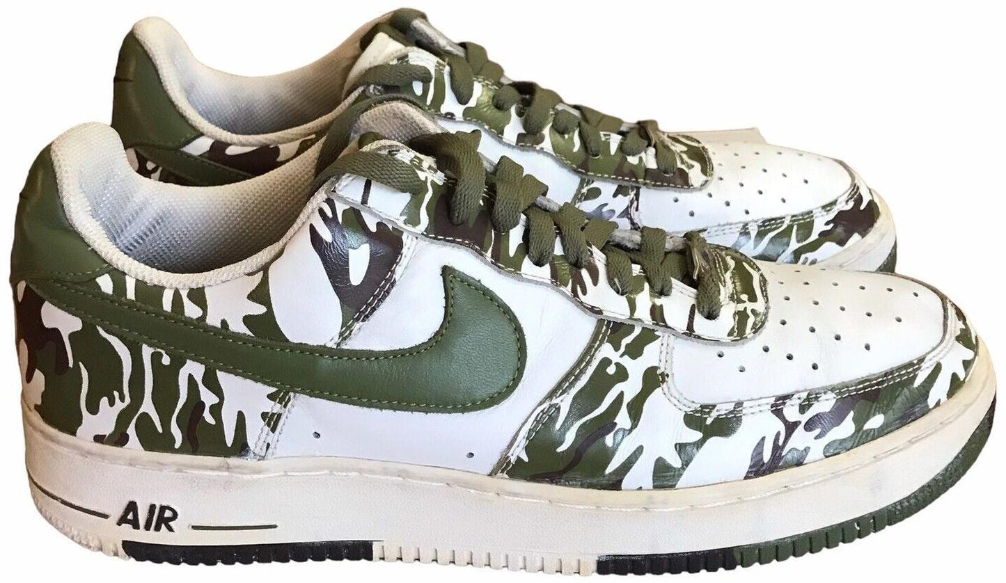 Size 10.5 - Nike Air Force 1 Camo White Green Leather (306353-131)
