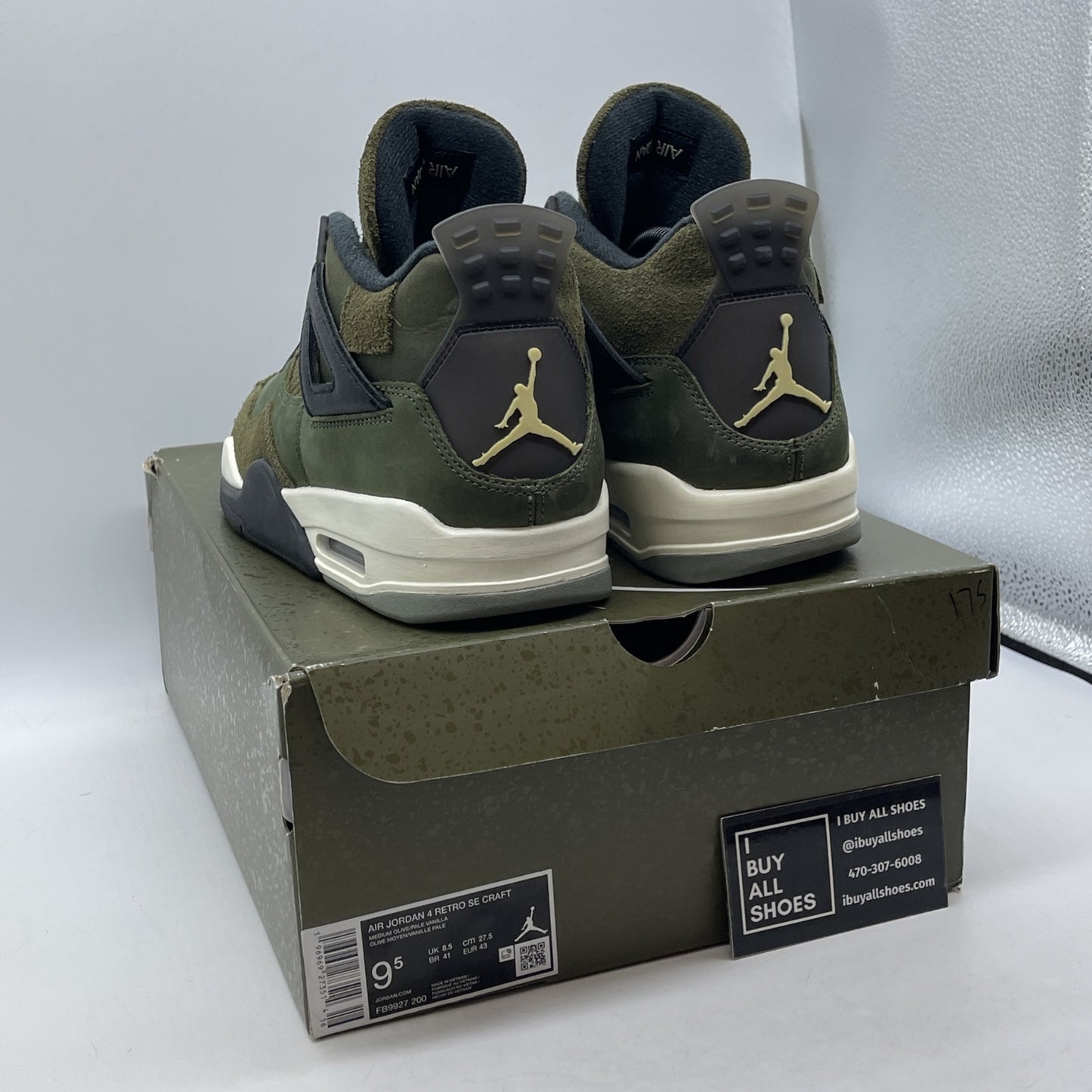 Size 9.5 - Jordan 4 SE Retro Low Craft - Olive Black Suede Leather (FB9927-200)