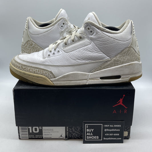Size 10.5 - Air Jordan 3 Retro Triple White Suede Leather (136064-111)
