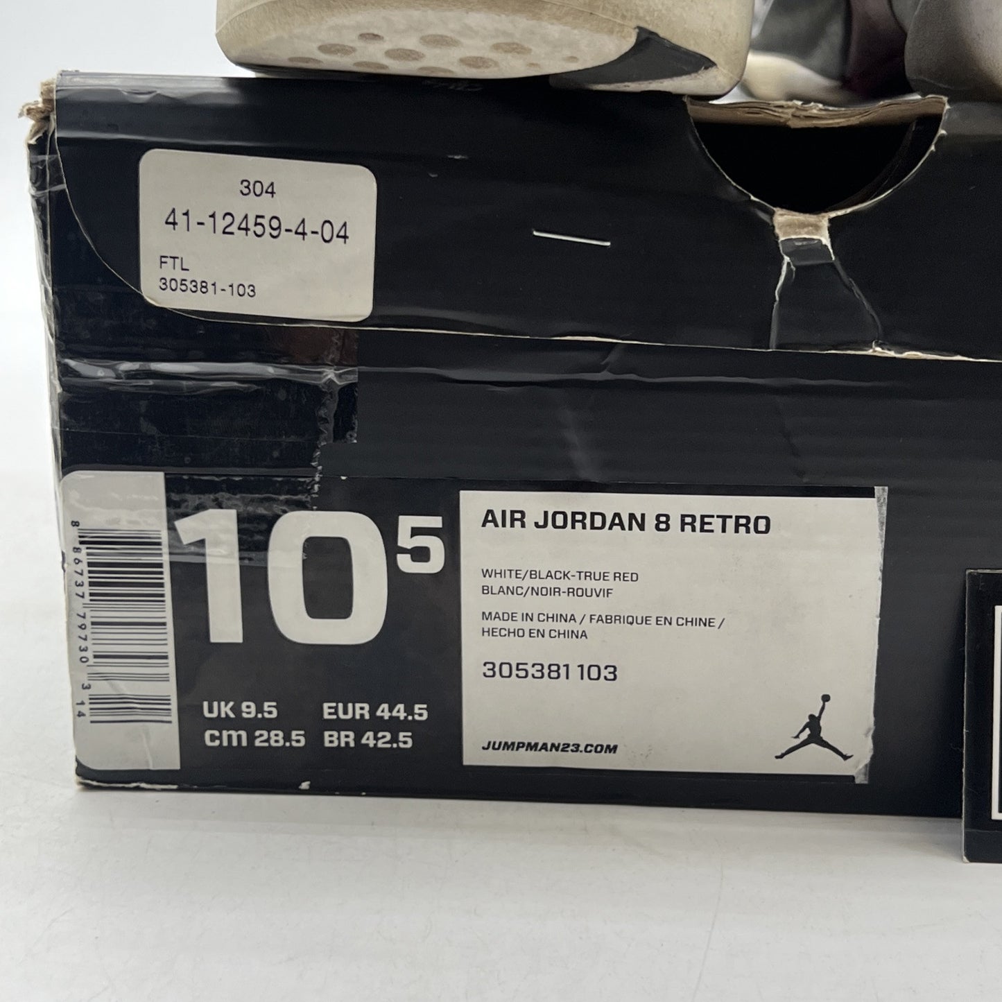 Size 10.5 - Air Jordan 8 Retro White 2013 (305381-103)