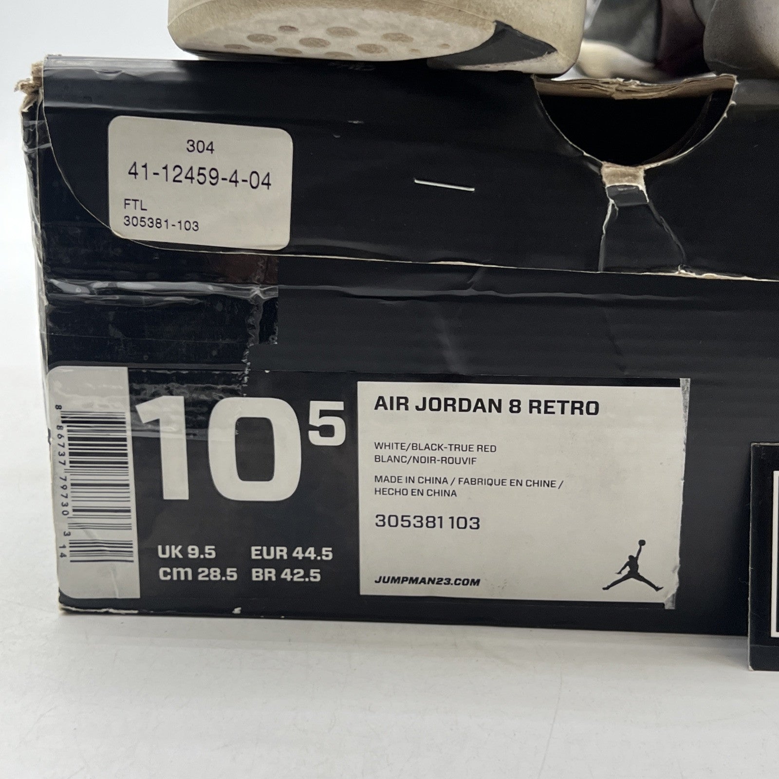 Size 10.5 - Air Jordan 8 Retro White 2013 (305381-103)