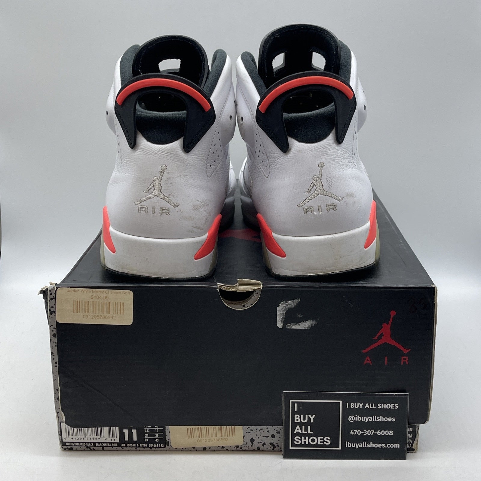 Size 11 - Air Jordan 6 Retro 2014 White Infrared Pink Leather (384664-123)