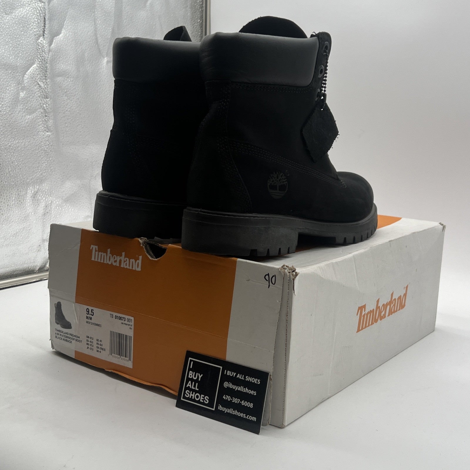 Size 9.5 - Mens Timberland Premium 6" Boot - Black Nubuck  (TB 010073-001)