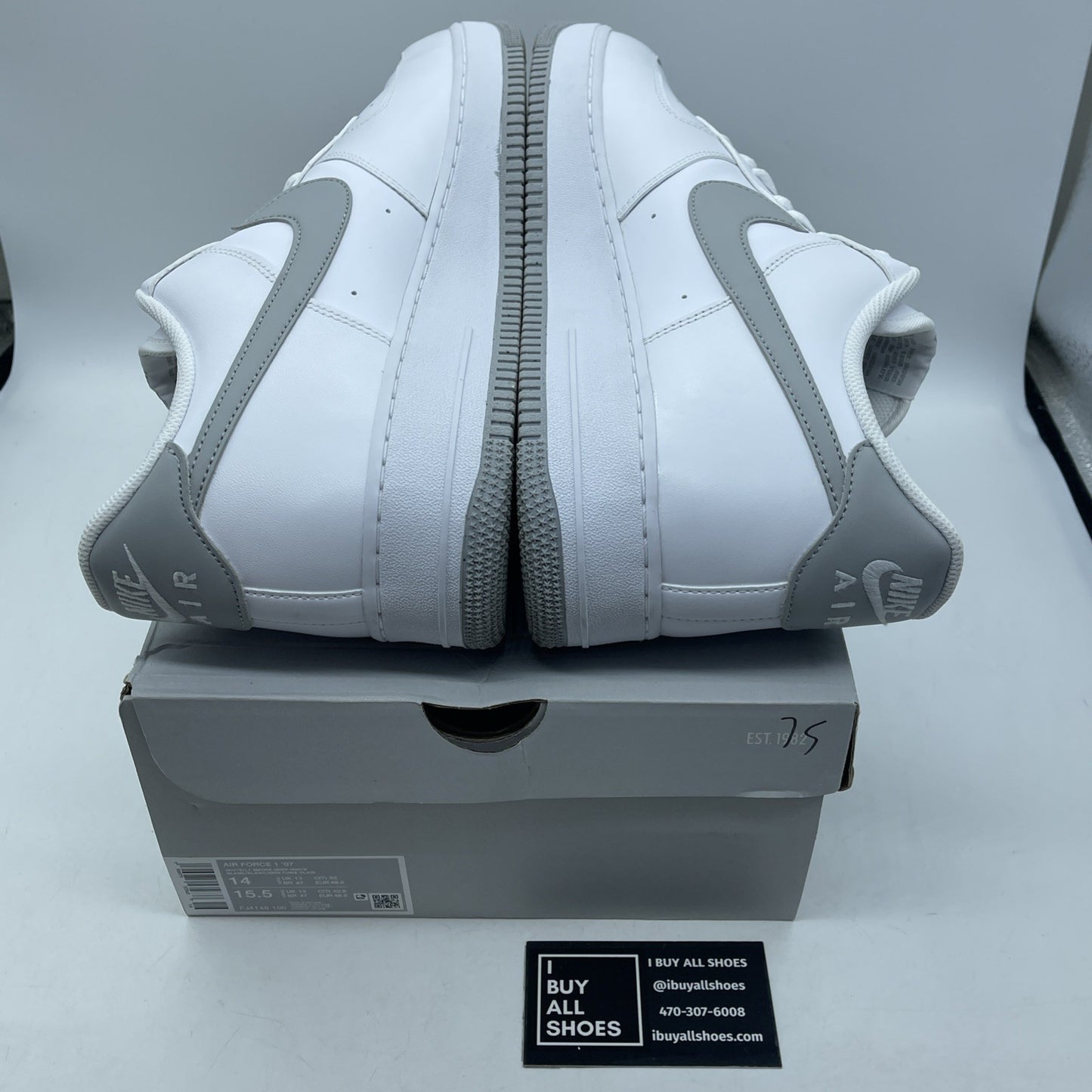 Size 14 - Nike Air Force 1 "Light Smoke Grey" White Leather (FJ4146 100)