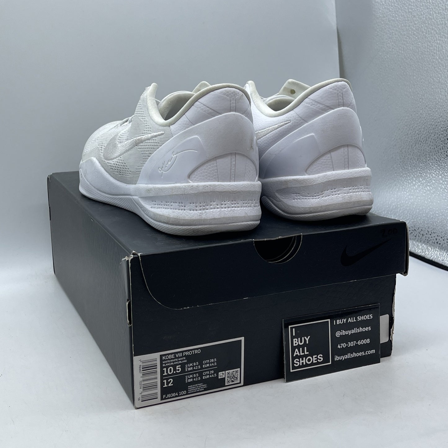 Size 10.5 - Nike Kobe 8 Protro Low Halo White Black Suede (FJ9364-100)