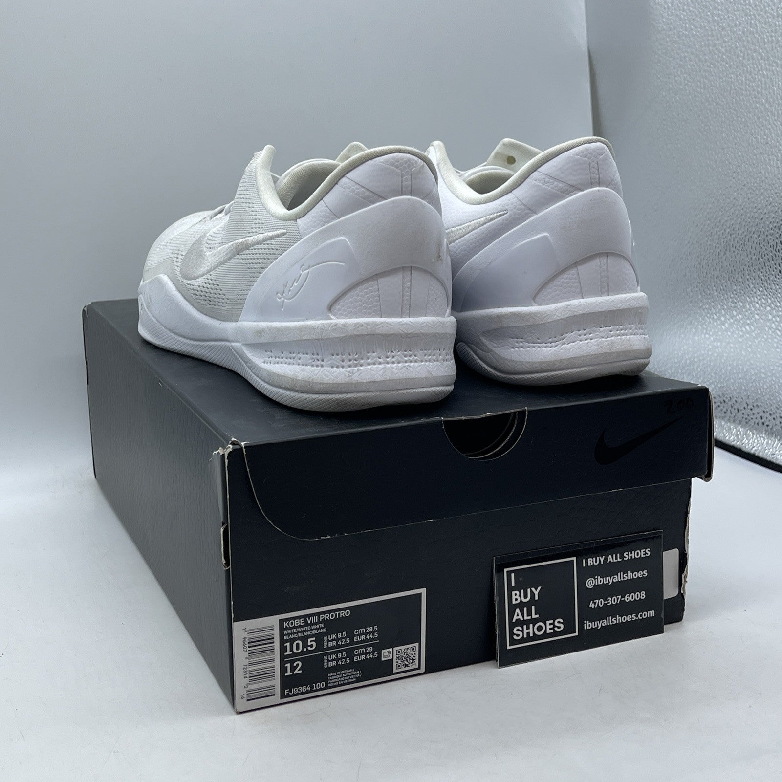 Size 10.5 - Nike Kobe 8 Protro Low Halo White Black Suede (FJ9364-100)