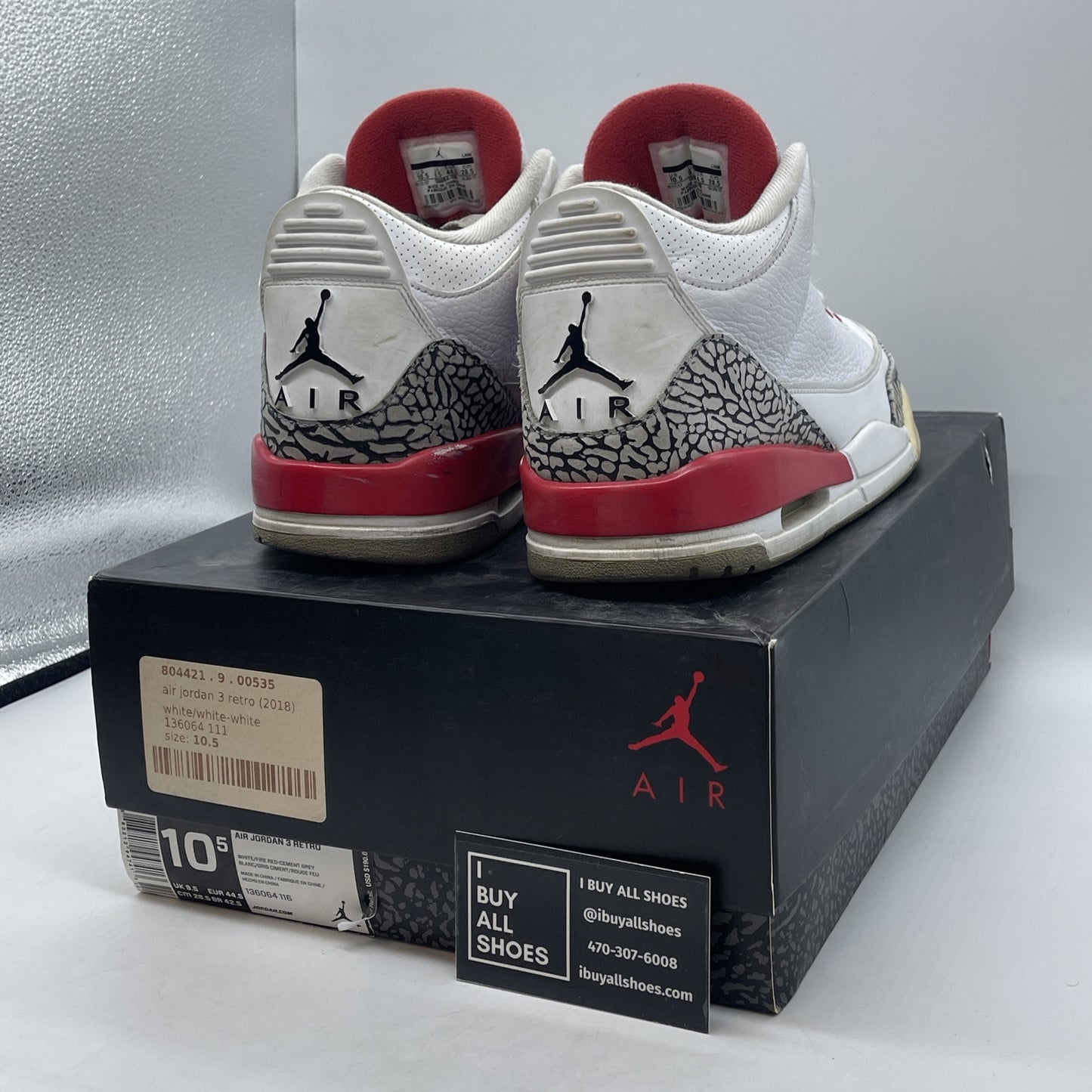 Size 10.5 - Jordan 3 Retro Hall of Fame 2018 Leather Suede (136064-116)