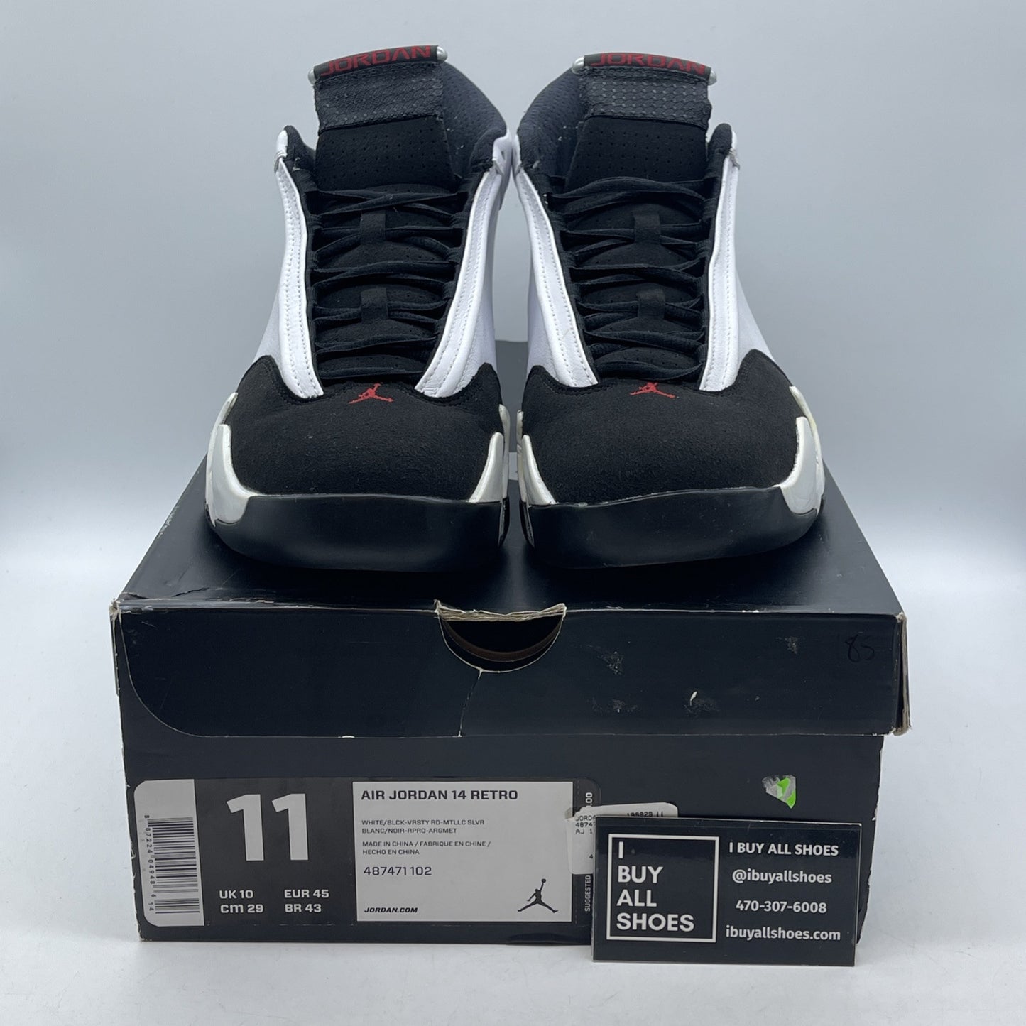 Size 11 - Air Jordan 14 Retro 2014 Black Toe White Suede Leather (487471-102)