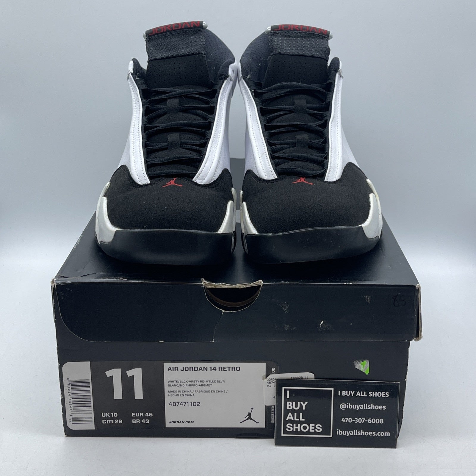Size 11 - Air Jordan 14 Retro 2014 Black Toe White Suede Leather (487471-102)