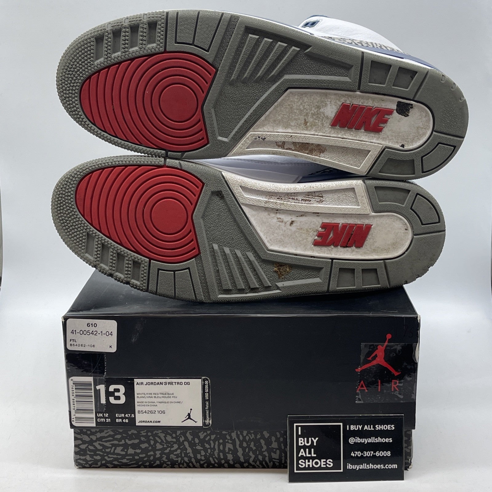 Size 13 - Jordan 3 Retro OG Mid True Blue White Grey Suede Leather (854262-106)