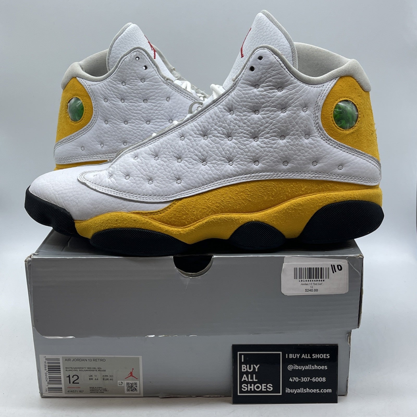 Size 12 - Jordan 13 Del Sol Yellow White Suede Leather (414571-167)