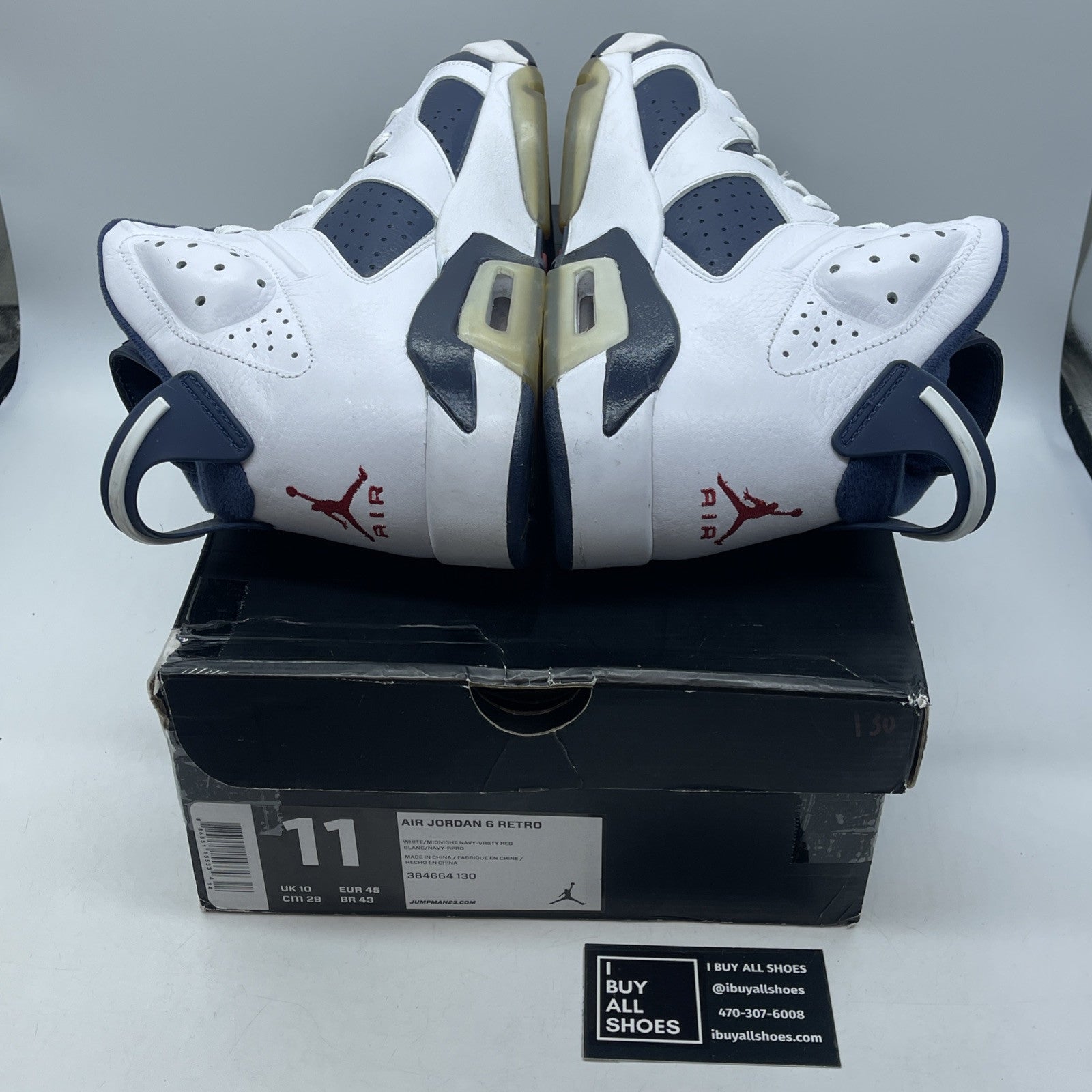 Size 11 - Air Jordan 6 Retro 2012 Olympic White Blue Leather (384664-130)