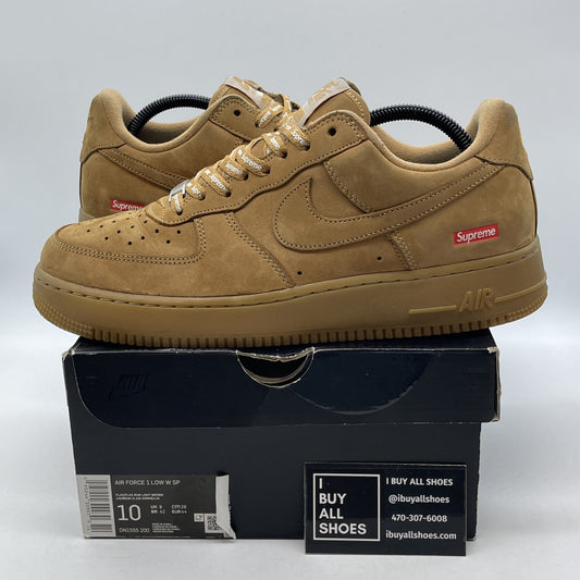 Size 10 - Nike Air Force 1 Low SP x Supreme Wheat Brown Red Suede (DN1555-200)