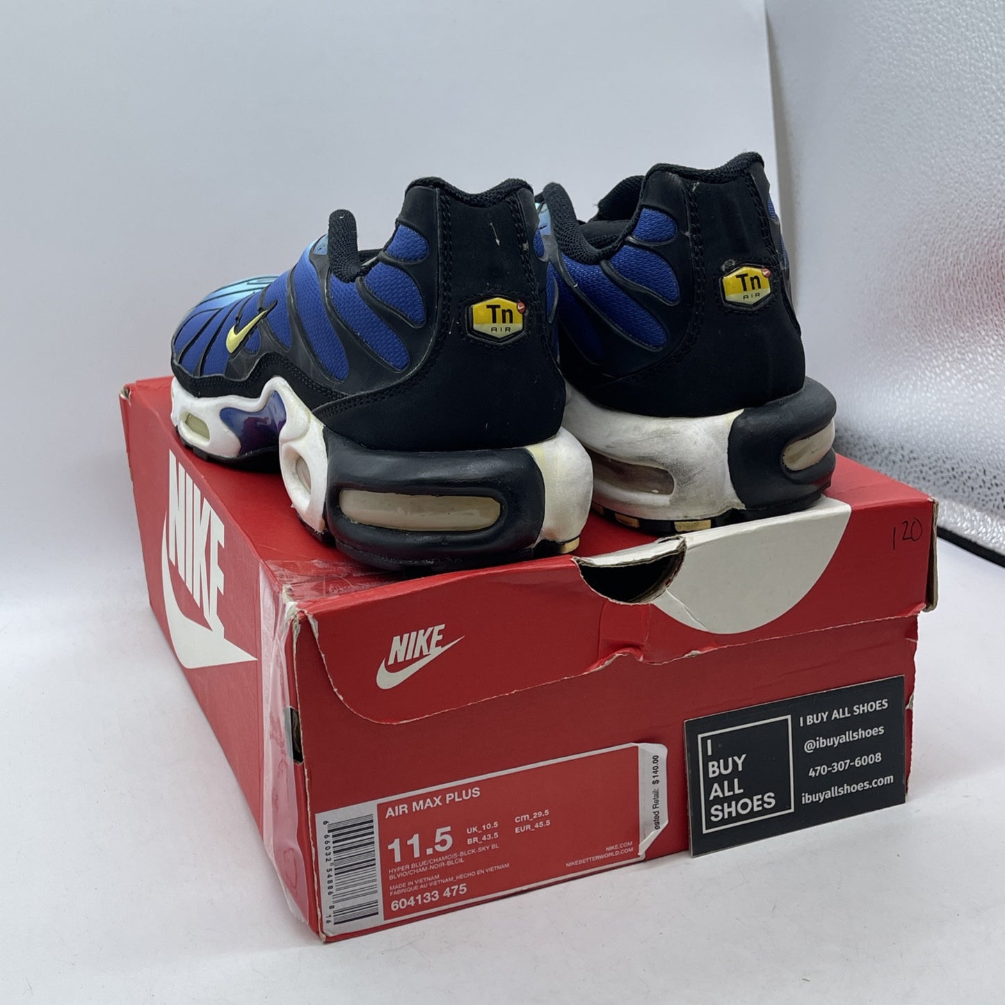 Size 11.5 - Nike Air Max Plus Hyper Blue Black Suede (604133-475)