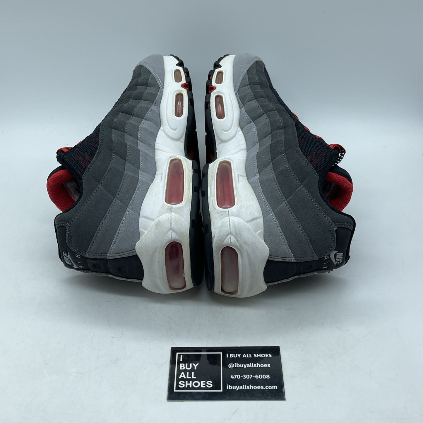 Size 11.5 - Nike Air Max 95 Black Grey Red Suede (609048-066)