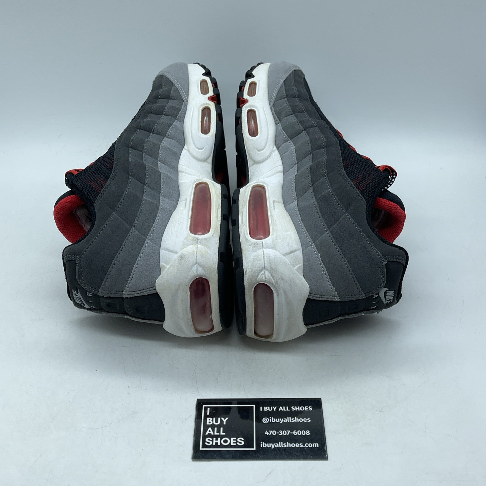 Size 11.5 - Nike Air Max 95 Black Grey Red Suede (609048-066)