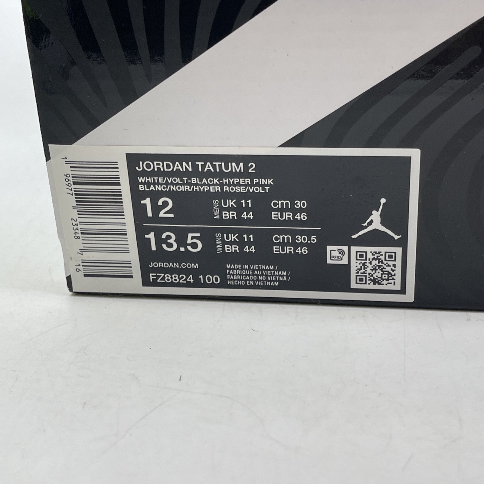 Size 12 - Jordan Tatum 2 Momma's Boy White Black Pink Suede (FZ8824-100)
