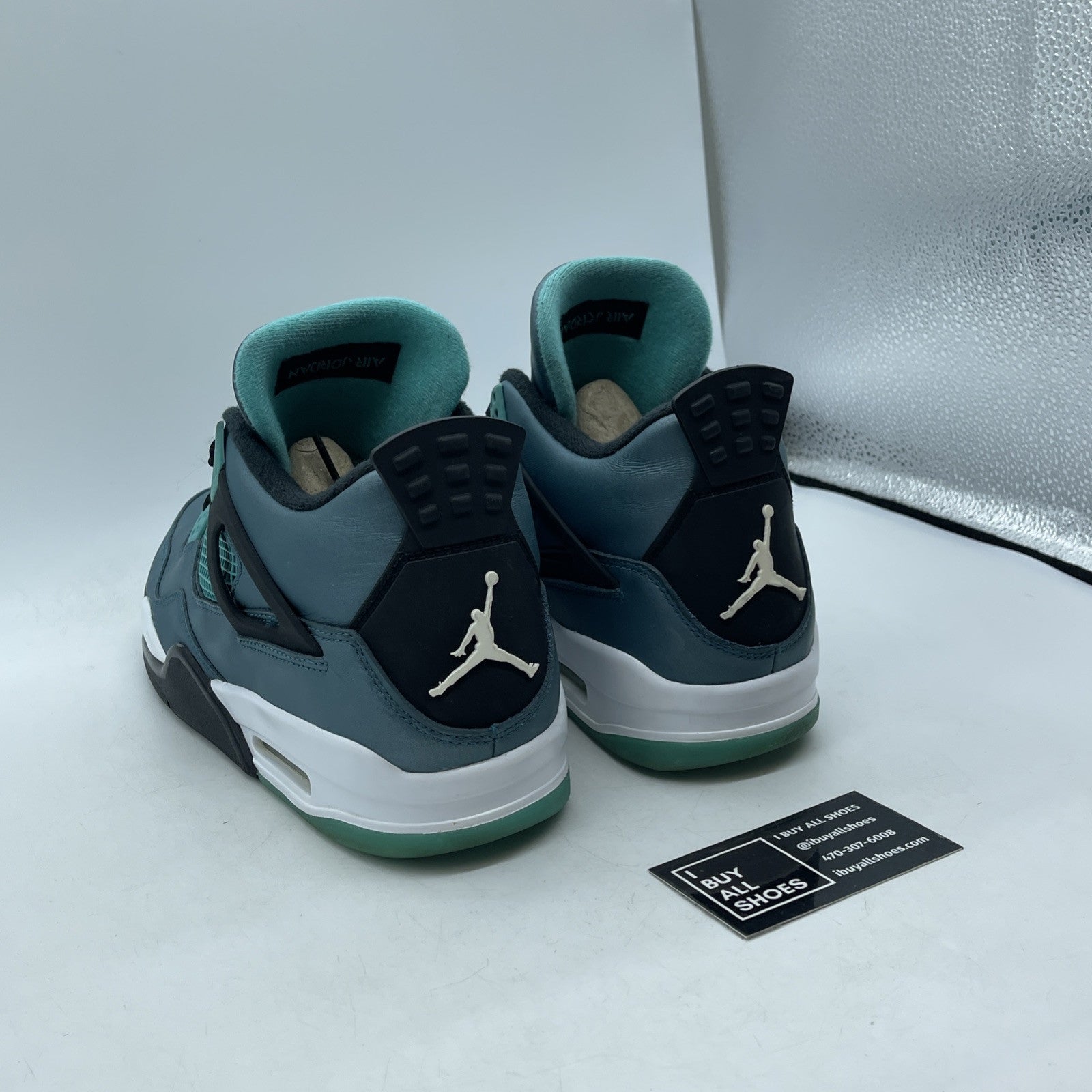 Size 11.5 - Air Jordan 4 Retro Teal Blue Black Leather (705331-330)