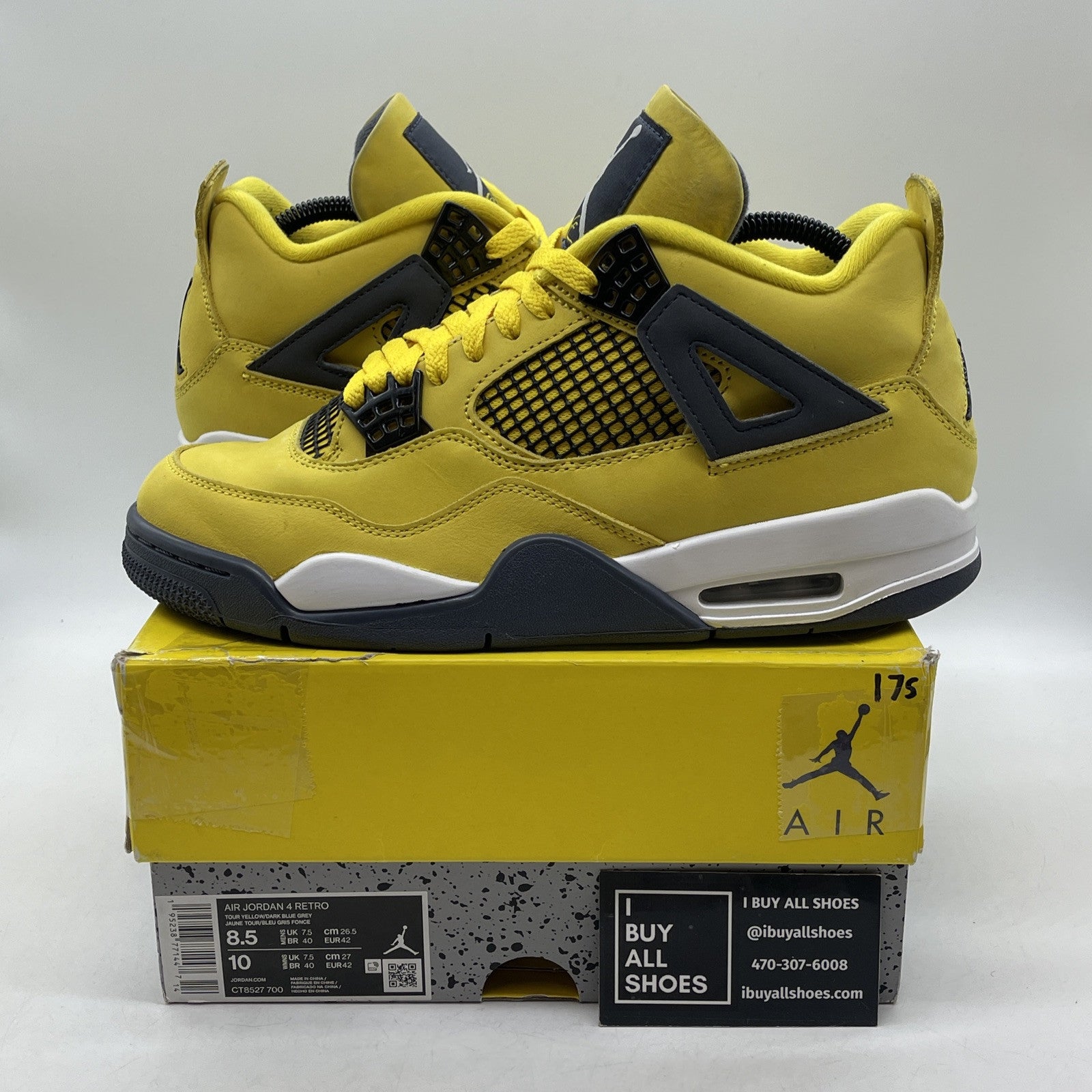 Size 8.5 - Jordan 4 Retro Mid Lightning White Black Grey Suede (CT8527-700)