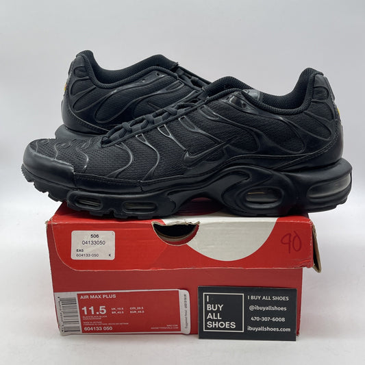 Size 11.5 - Nike Air Max Plus Low Triple Black Suede Leatger (604133-050)